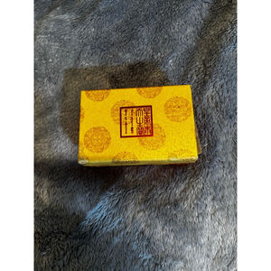 Chinese Jade Lion stamp & porcelain container filled with red ink paste